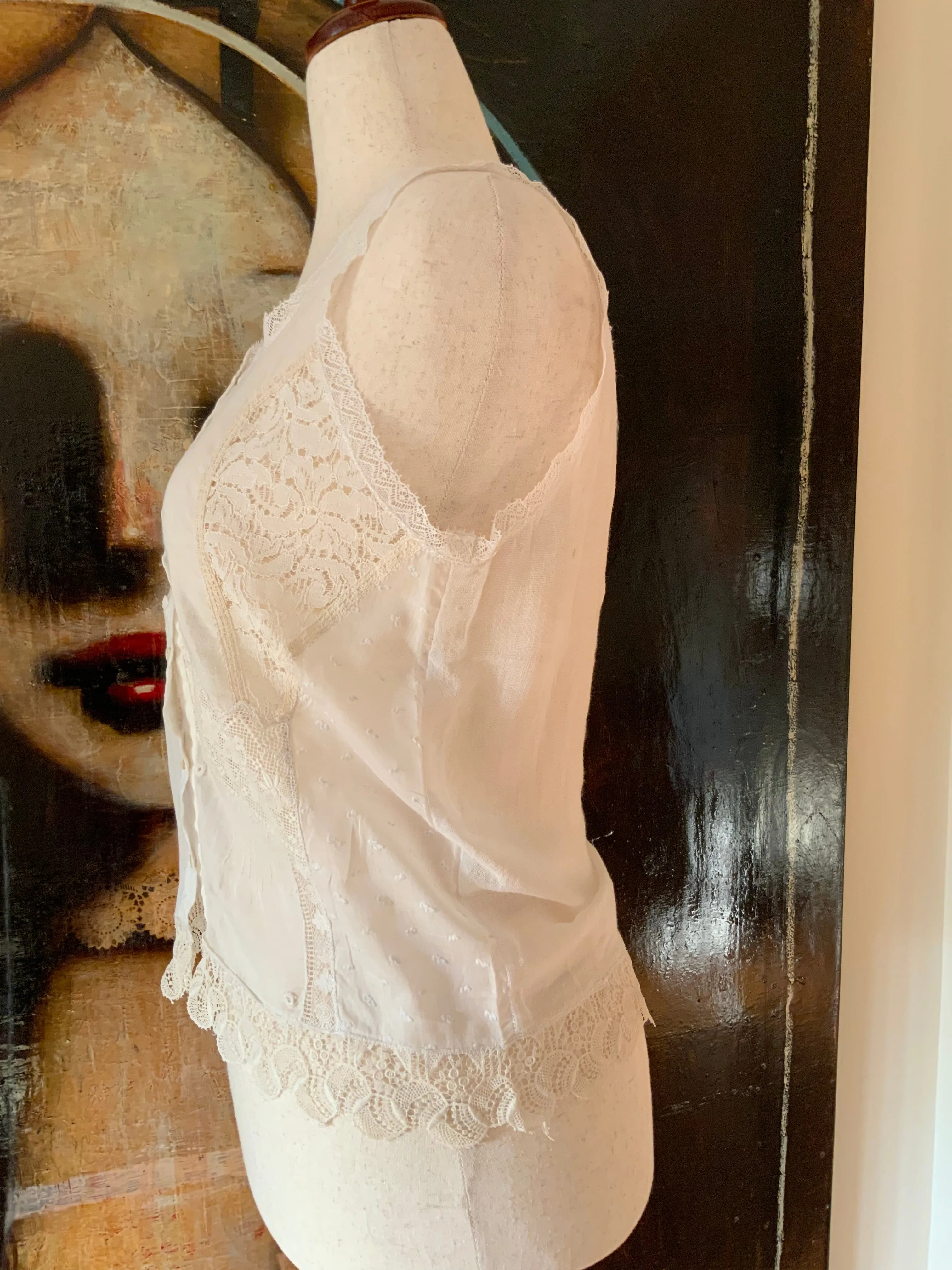 Blouse made with Antique Lace Apliques - Y2K - E10