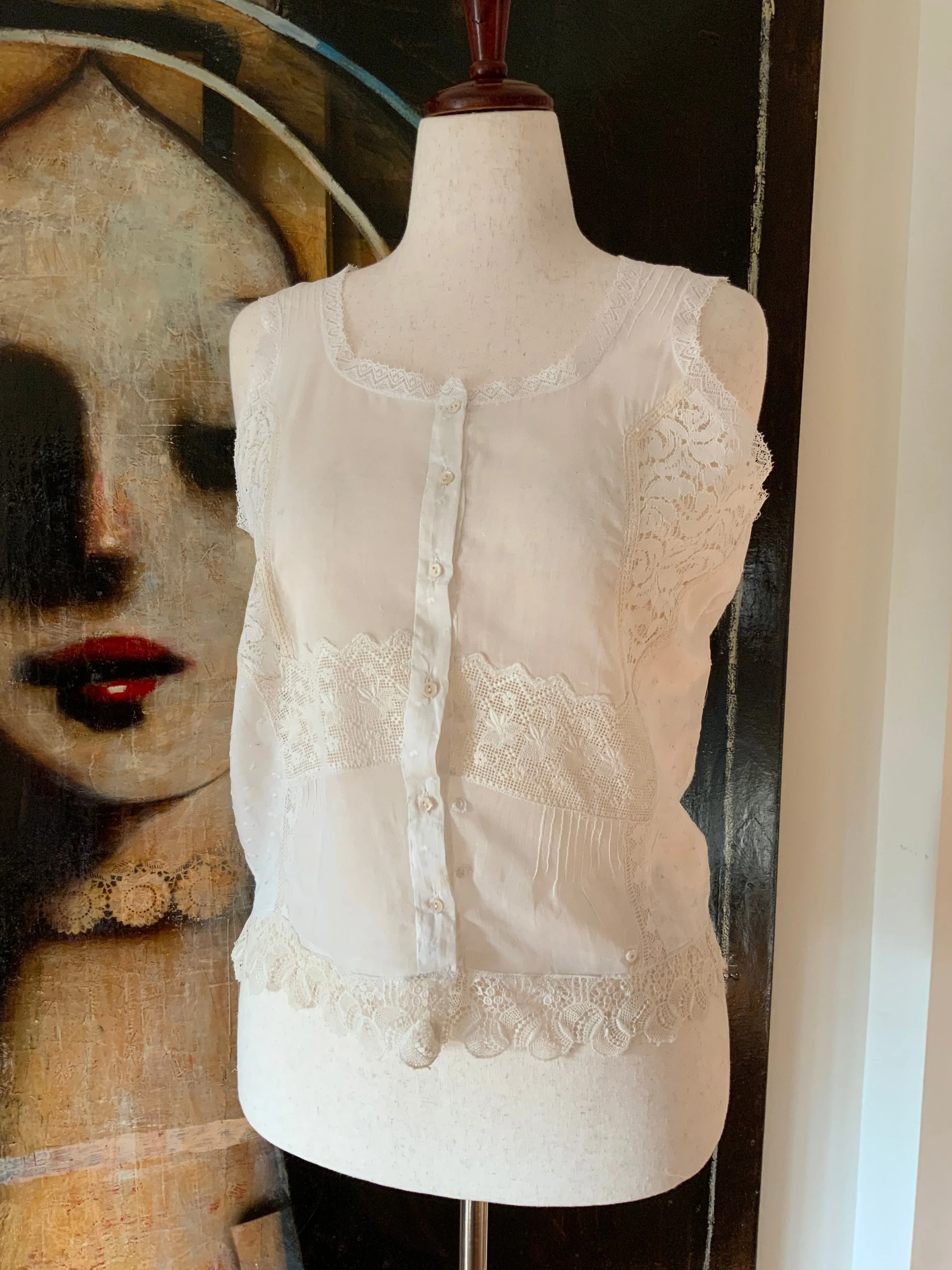 Blouse made with Antique Lace Apliques - Y2K - E10