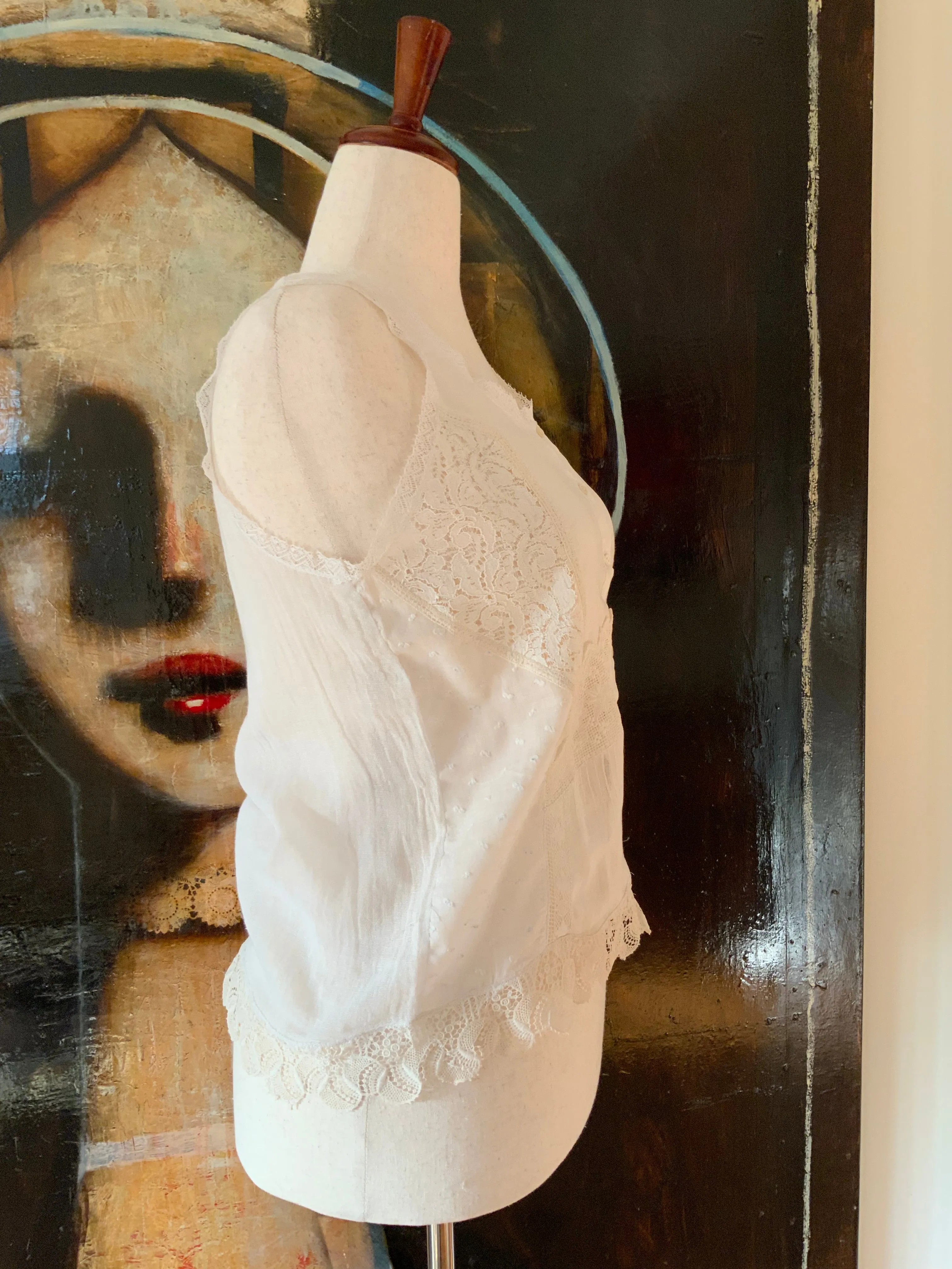 Blouse made with Antique Lace Apliques - Y2K - E10