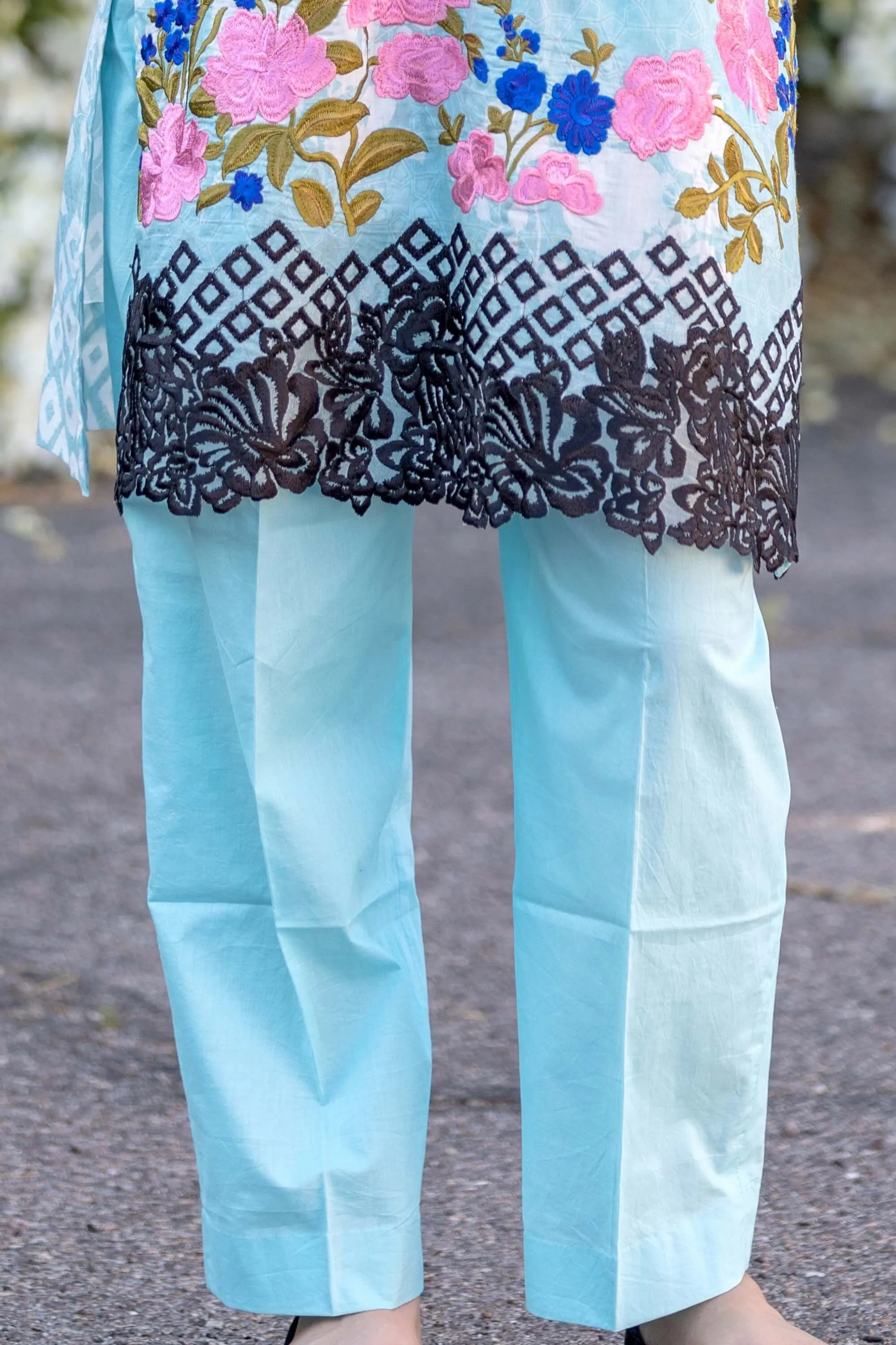 Blue Cotton Salwar Kameez Suit