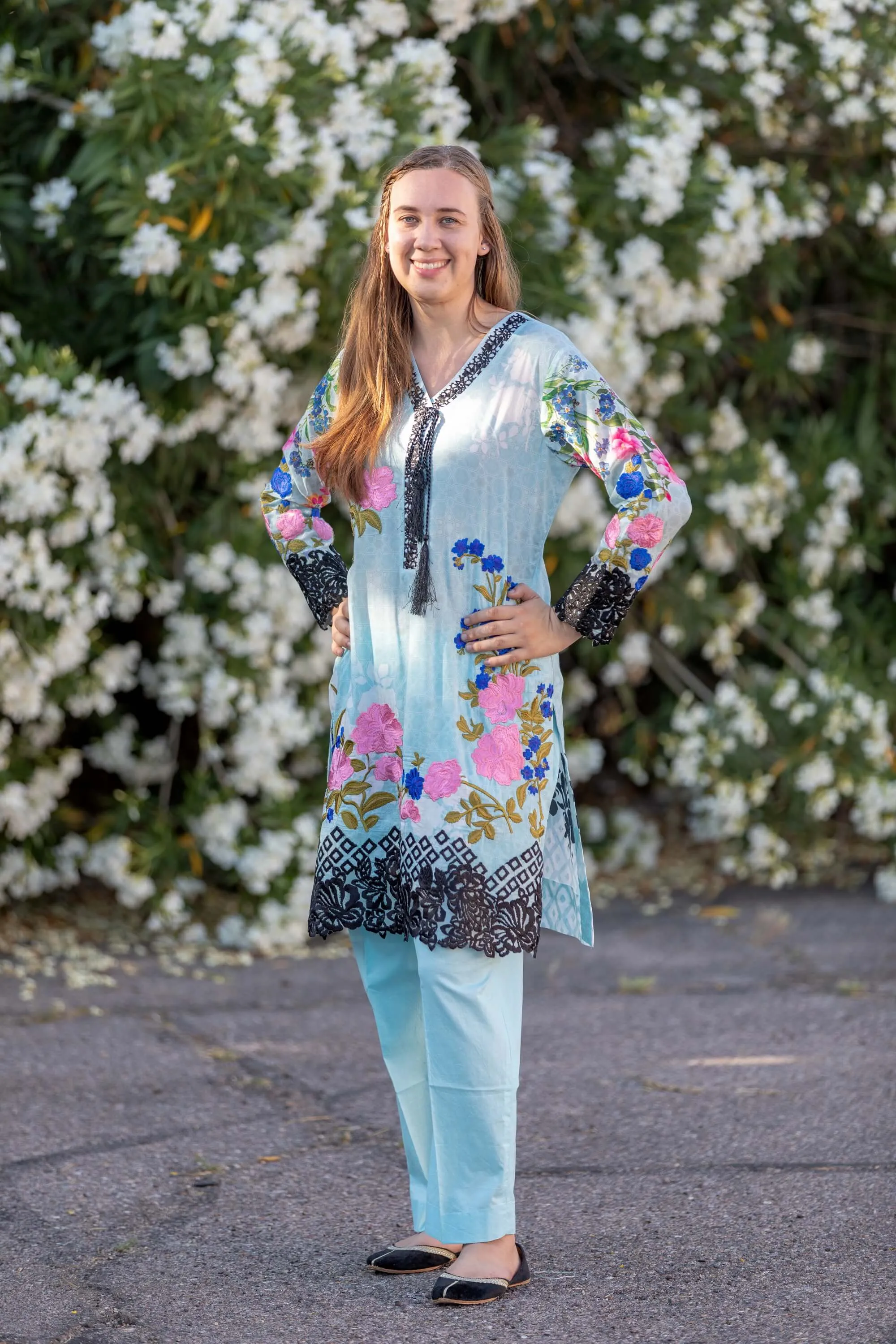 Blue Cotton Salwar Kameez Suit