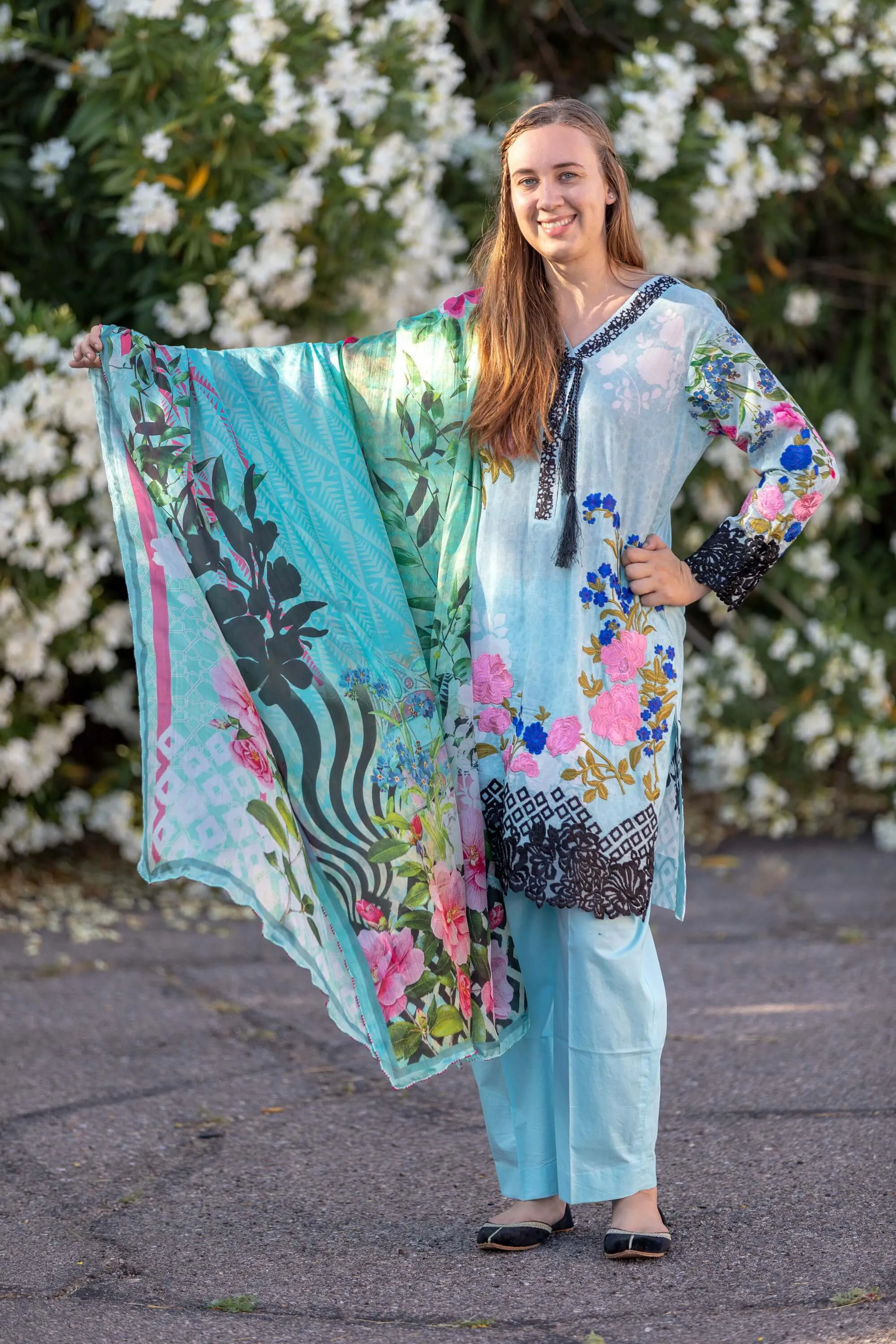 Blue Cotton Salwar Kameez Suit