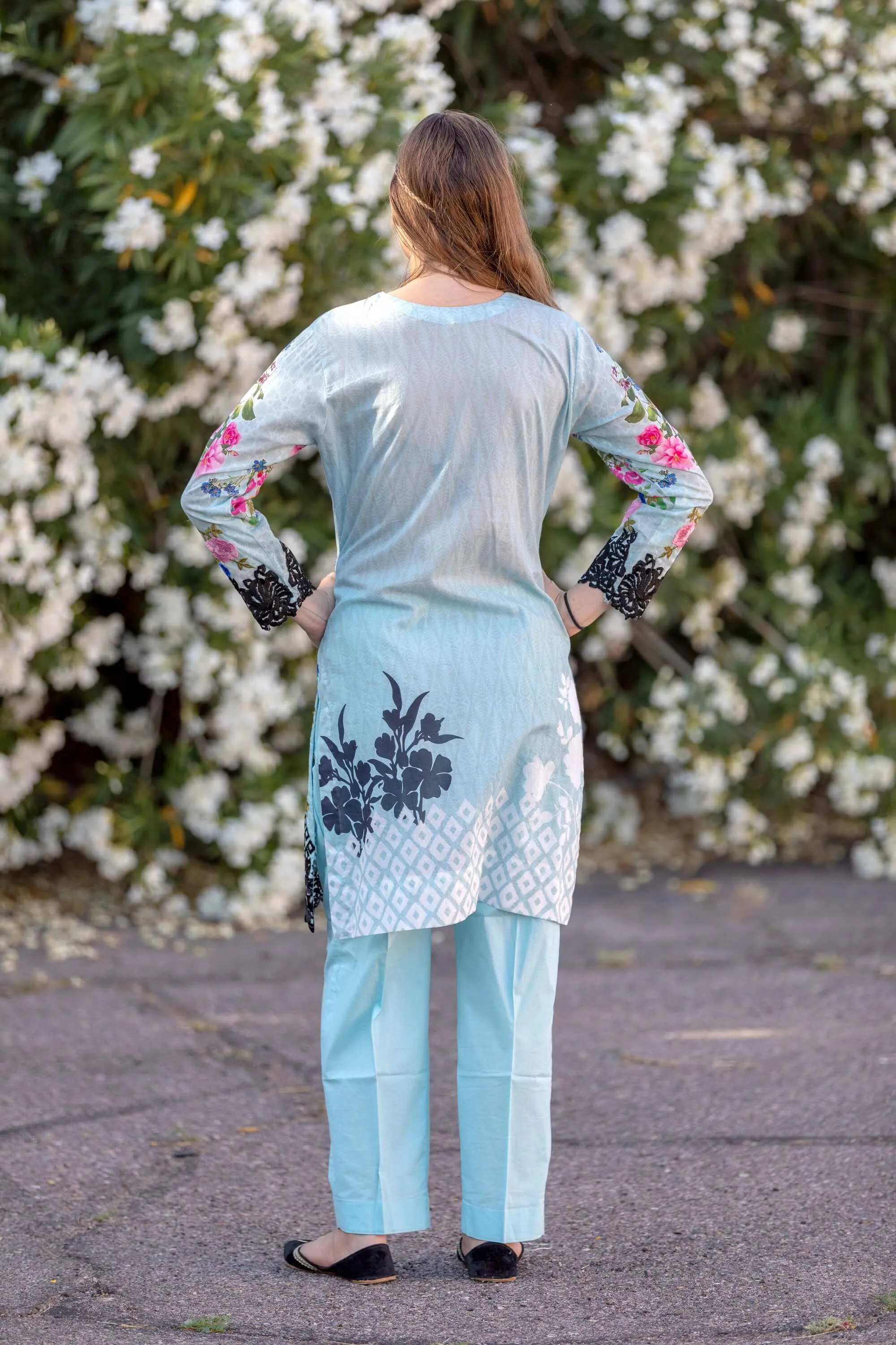 Blue Cotton Salwar Kameez Suit