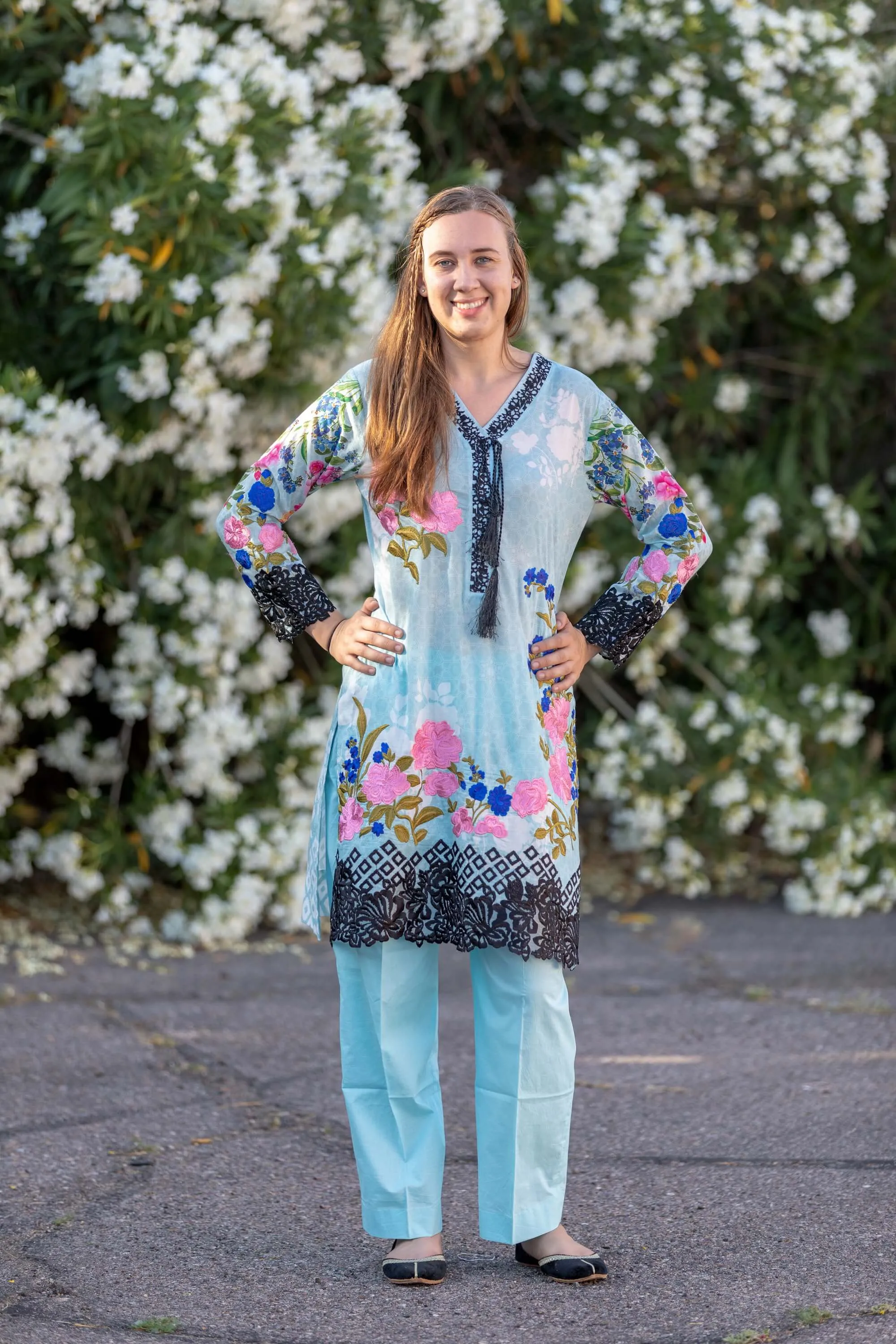Blue Cotton Salwar Kameez Suit