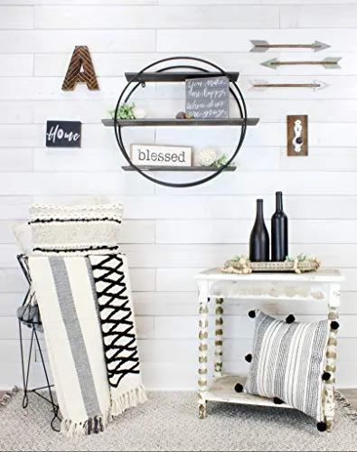 Boho Farmhouse Throw, Black and Off White