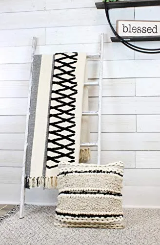 Boho Farmhouse Throw, Black and Off White