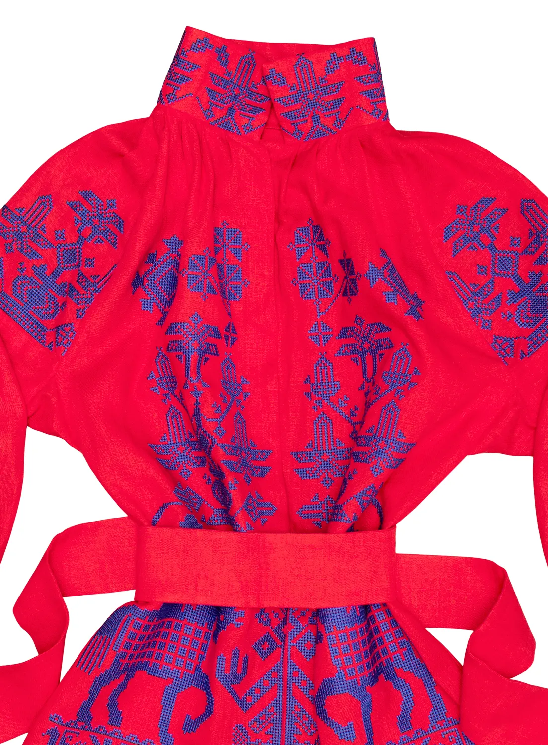 Boho style kaftan with embroidered horses