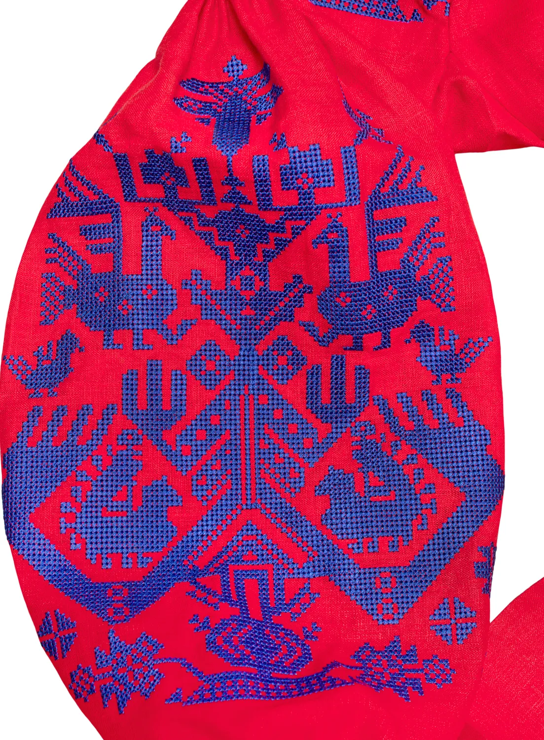 Boho style kaftan with embroidered horses