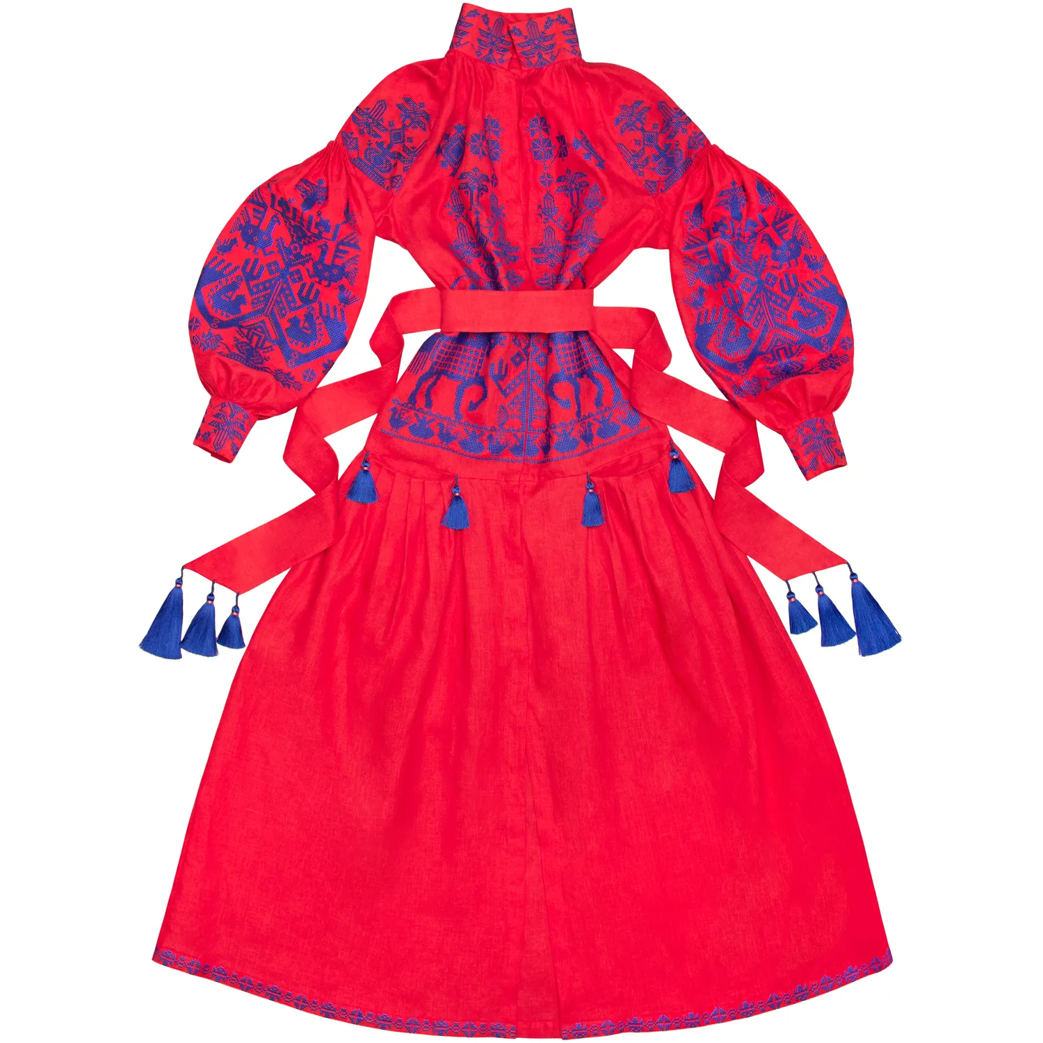 Boho style kaftan with embroidered horses