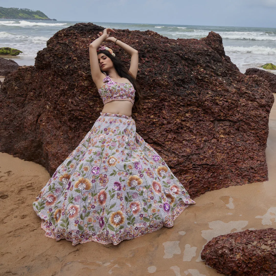 Brides Squad like White Lehenga Choli Enriched With Multi Floral Embroidery