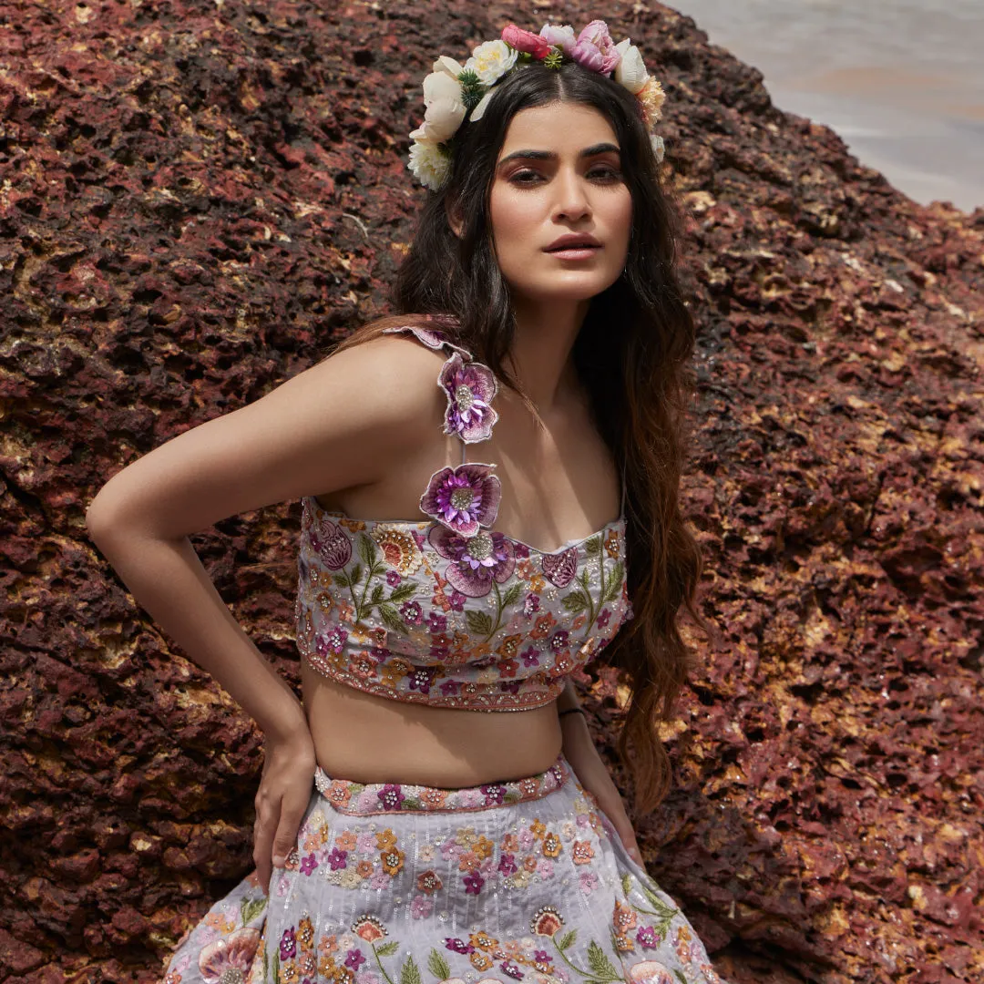 Brides Squad like White Lehenga Choli Enriched With Multi Floral Embroidery