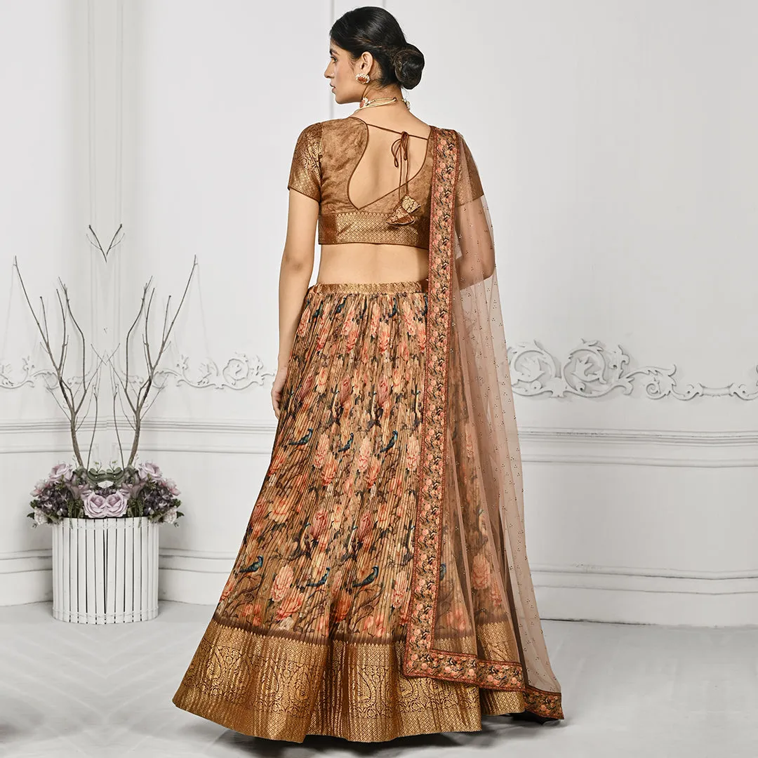 Bronze Desire Floral Pleated Lehenga Set