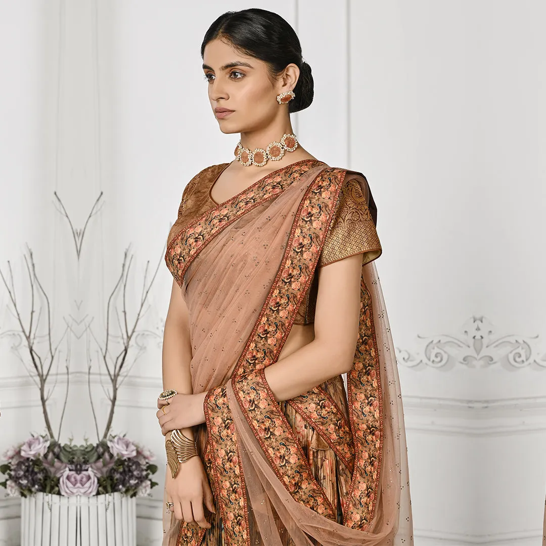 Bronze Desire Floral Pleated Lehenga Set