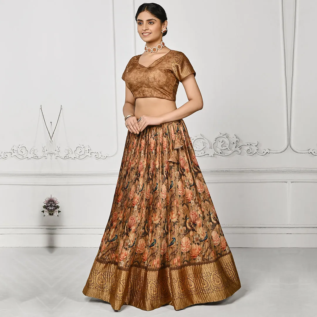 Bronze Desire Floral Pleated Lehenga Set