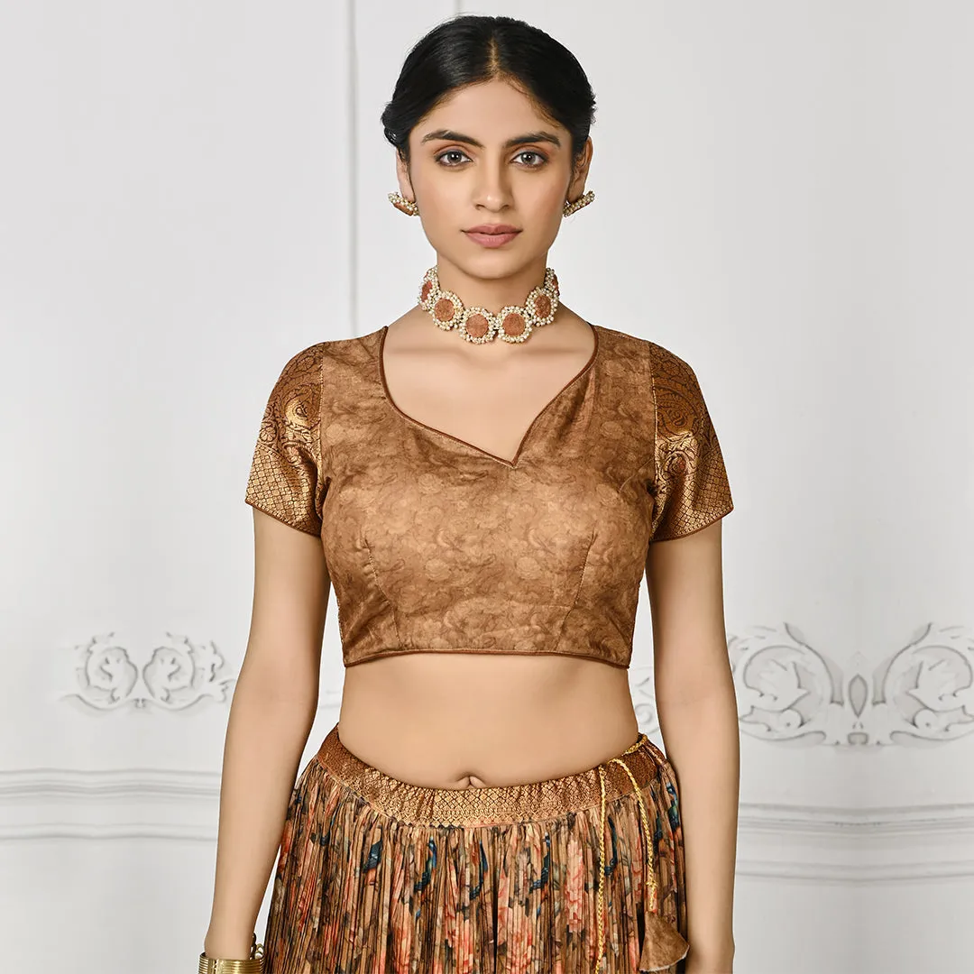 Bronze Desire Floral Pleated Lehenga Set