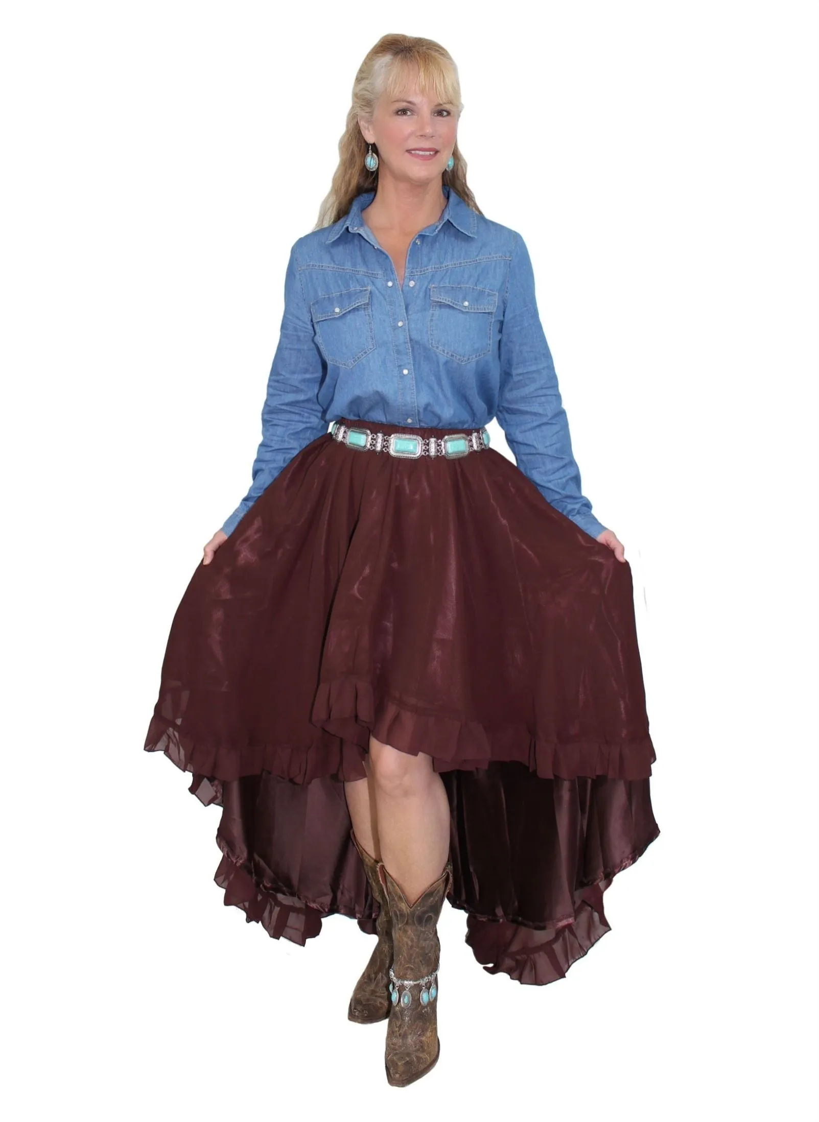 Burleska Elizium Skirt High Low Long Steampunk Victorian Western Boho