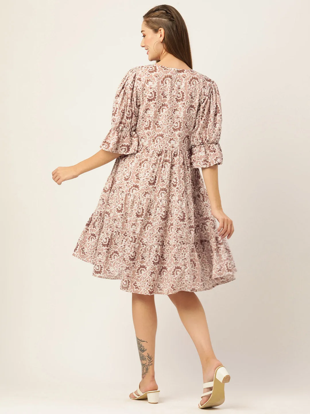 Buy Beige Comfort Fit Cotton Ethnic Dress for Women Online - Zola