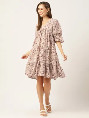 Buy Beige Comfort Fit Cotton Ethnic Dress for Women Online - Zola