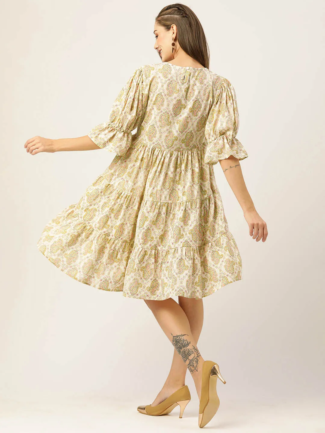 Buy Beige Comfort Fit Cotton Ethnic Dress for Women Online - Zola