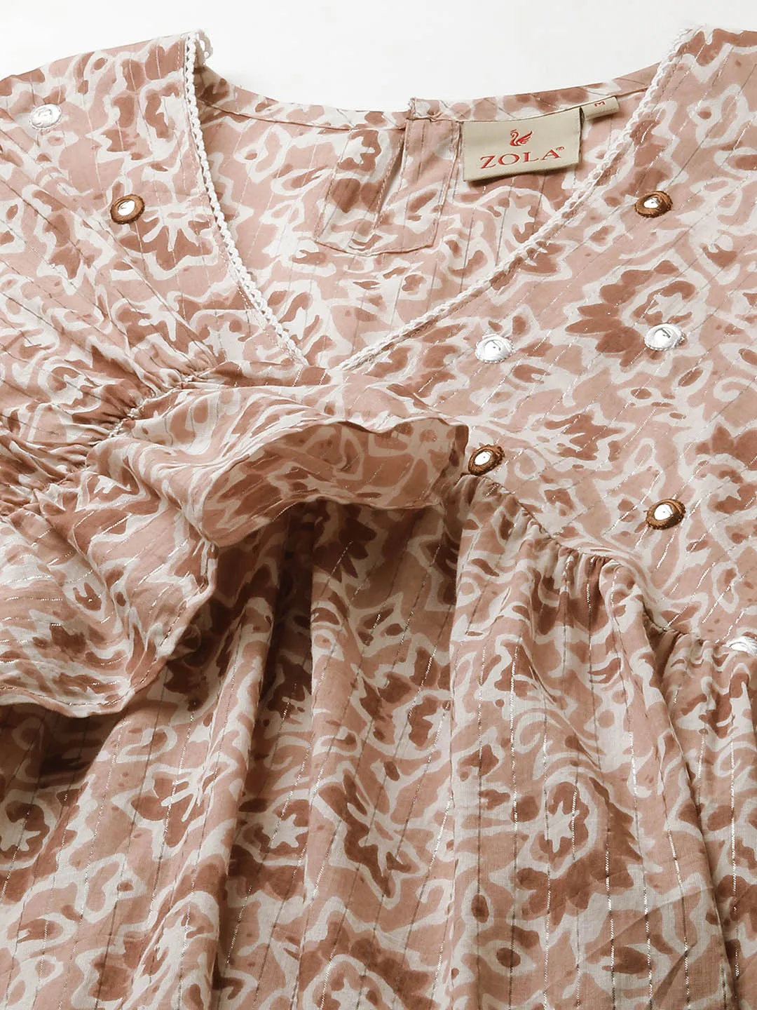 Buy Beige Comfort Fit Cotton Ethnic Dress for Women Online - Zola