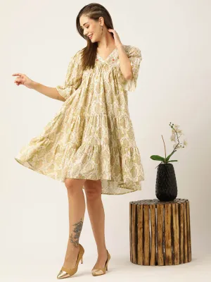 Buy Beige Comfort Fit Cotton Ethnic Dress for Women Online - Zola