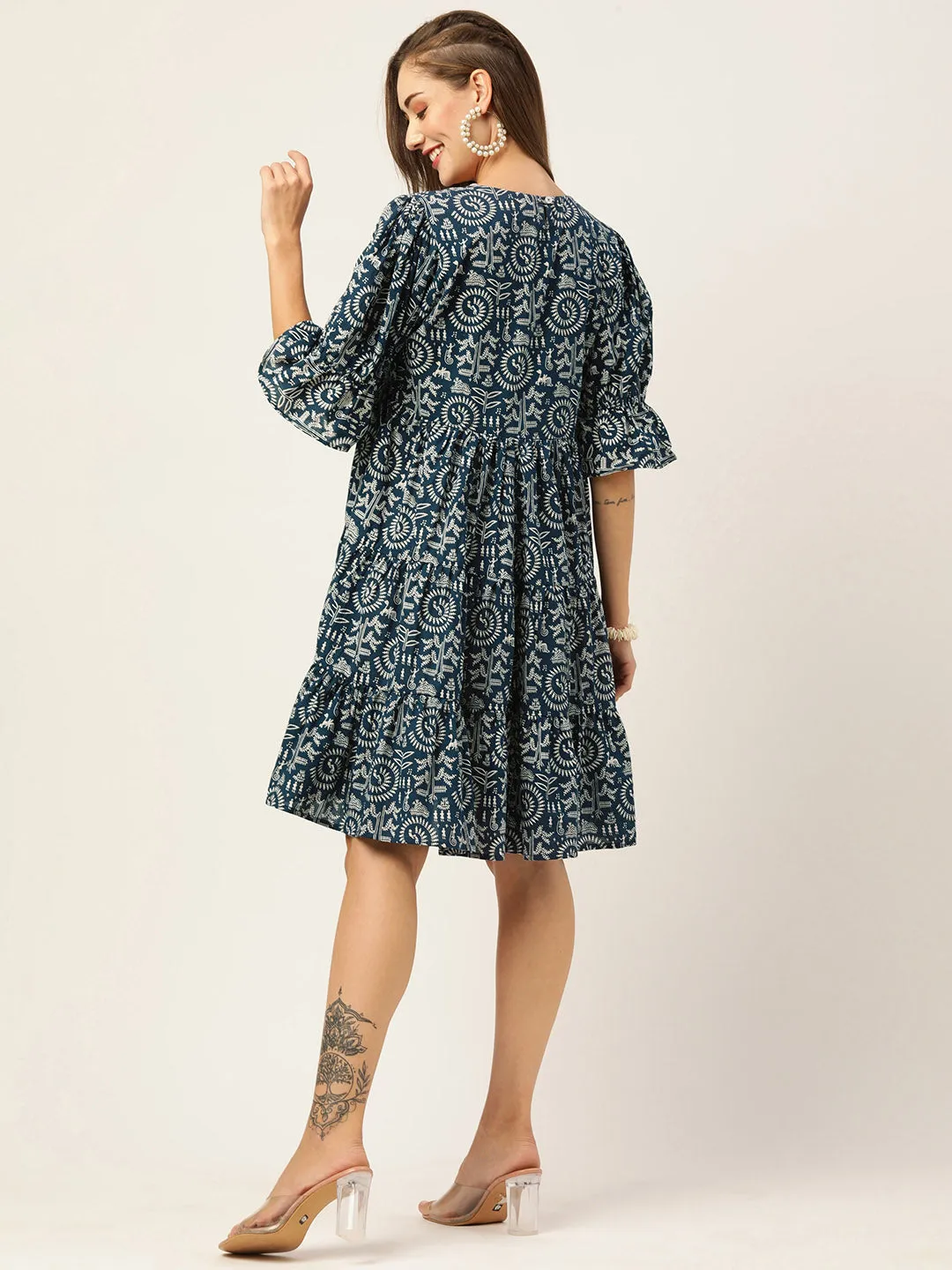 Buy Blue Comfort Fit Cotton Ethnic Dress for Women Online - Zola