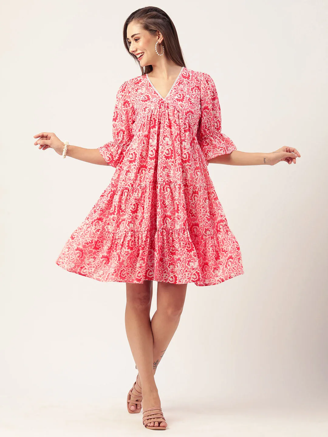 Buy Pink Comfort Fit Cotton Ethnic Dress for Women Online - Zola