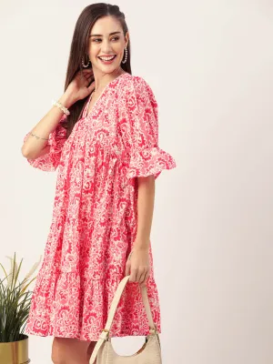 Buy Pink Comfort Fit Cotton Ethnic Dress for Women Online - Zola