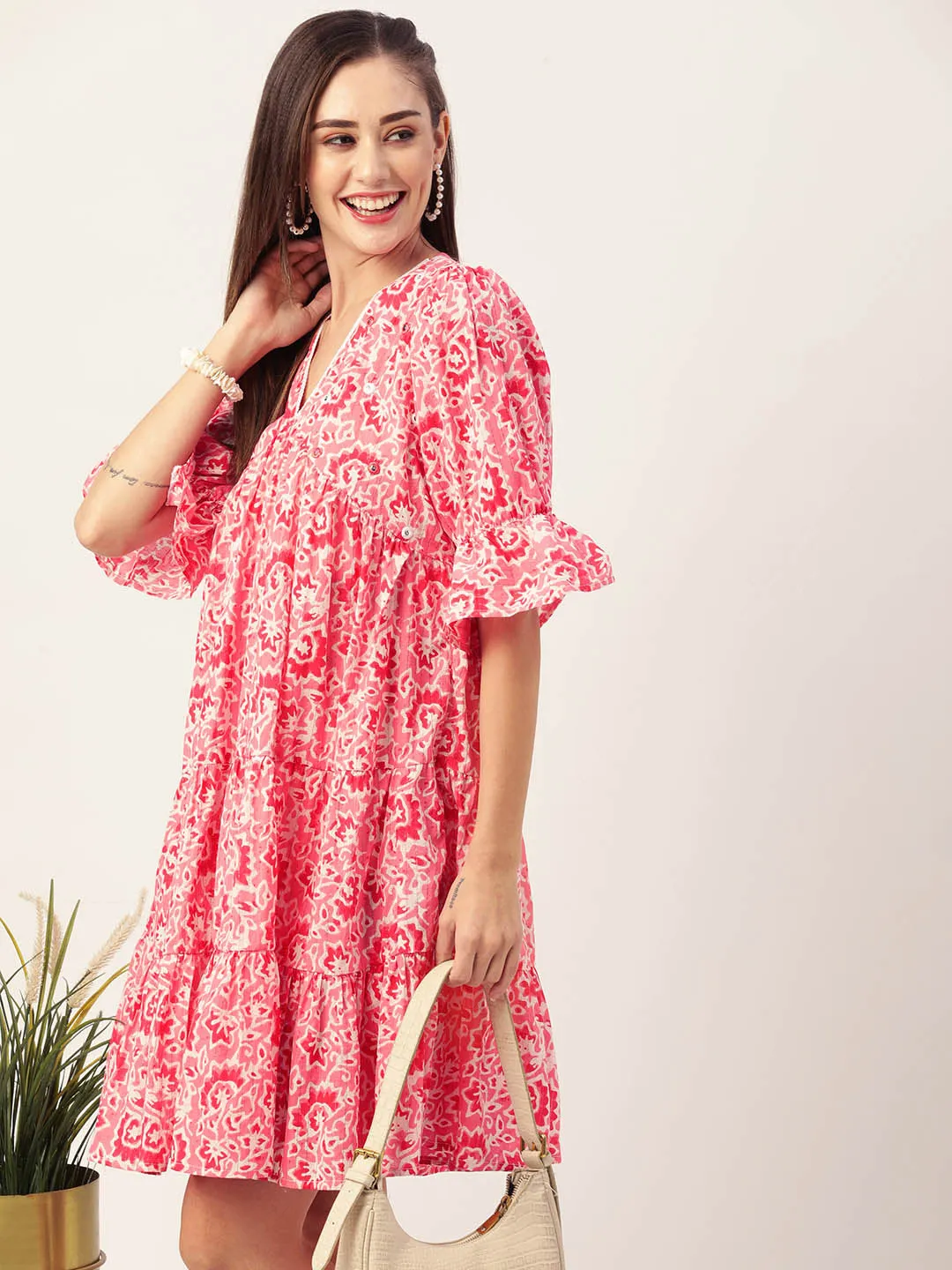 Buy Pink Comfort Fit Cotton Ethnic Dress for Women Online - Zola