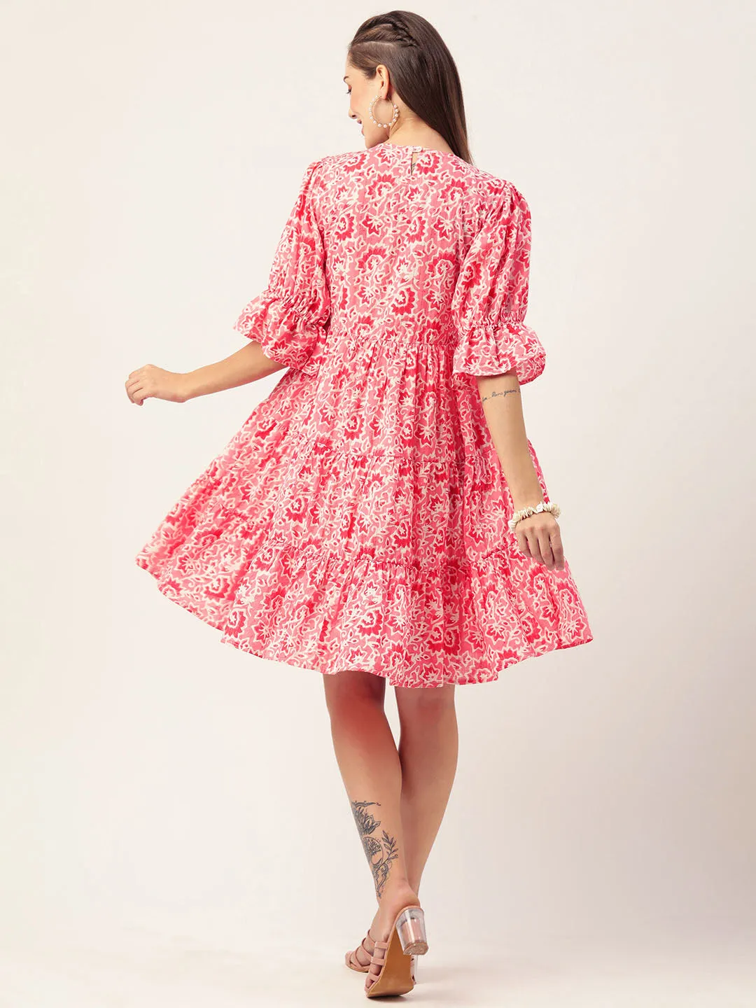 Buy Pink Comfort Fit Cotton Ethnic Dress for Women Online - Zola