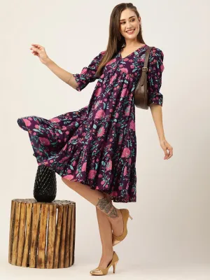 Buy Purple Comfort Fit Cotton Ethnic Dress for Women Online - Zola