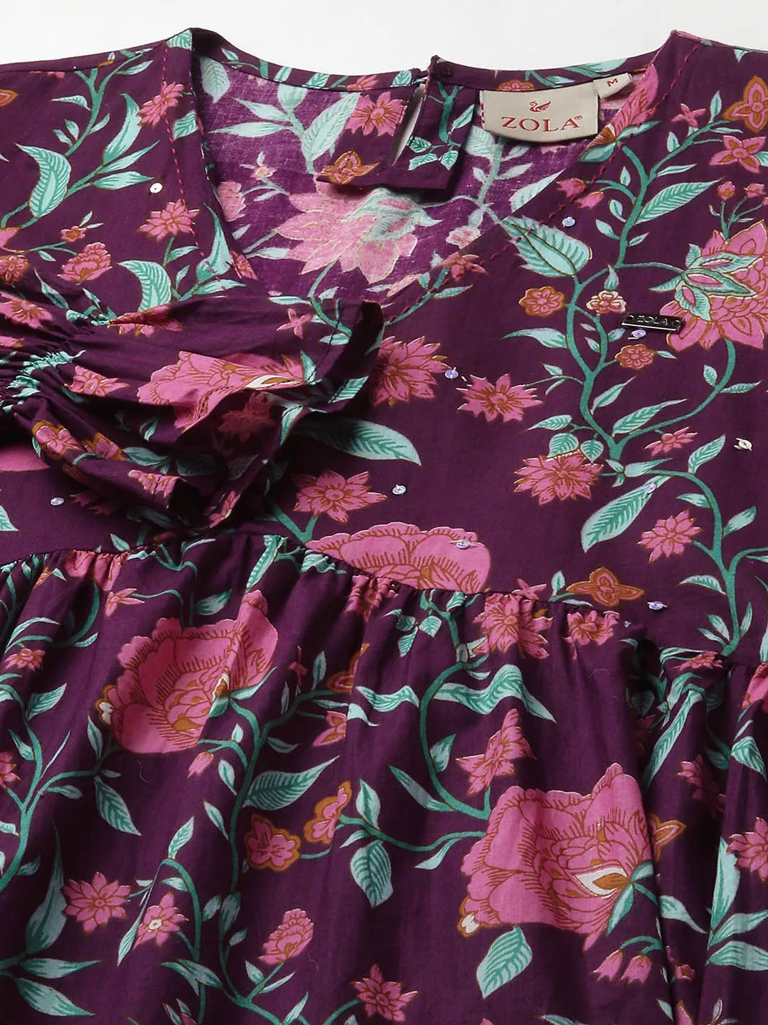 Buy Purple Comfort Fit Cotton Ethnic Dress for Women Online - Zola
