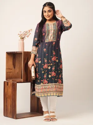 Buy Purple Comfort Fit Muslin Kurta for women online India - Zola