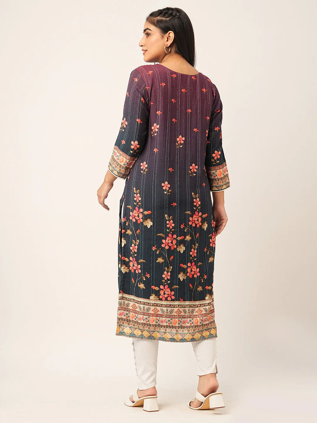 Buy Purple Comfort Fit Muslin Kurta for women online India - Zola