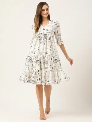 Buy White Comfort Fit Cotton Ethnic Dress for Women Online - Zola