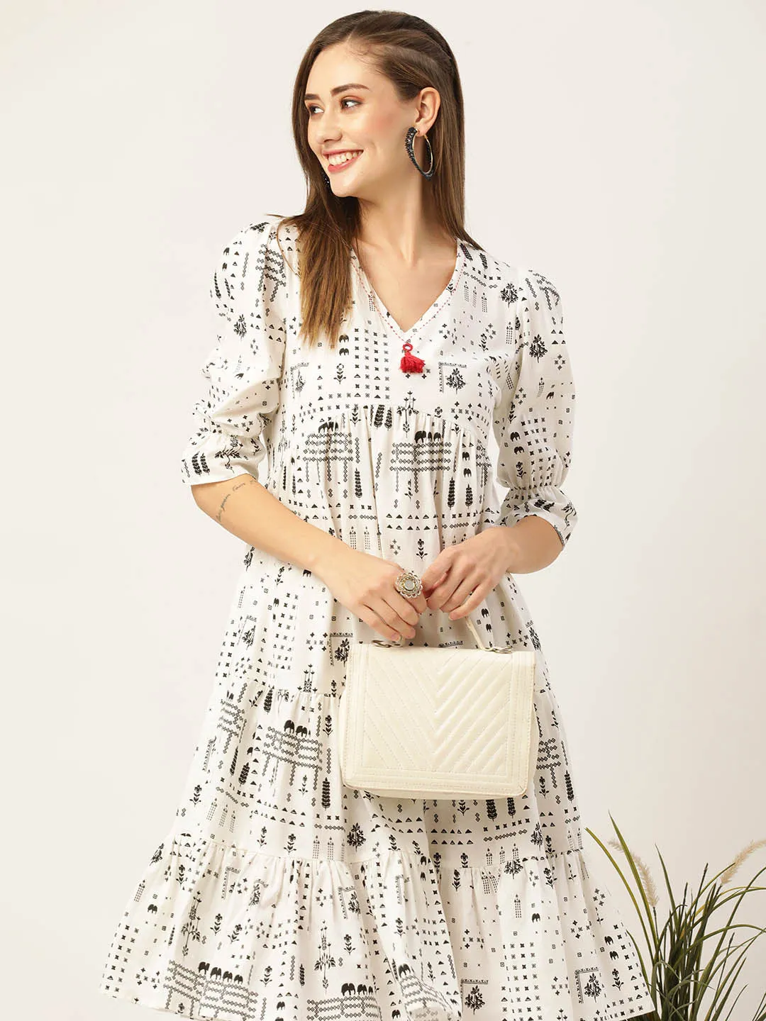 Buy White Comfort Fit Cotton Ethnic Dress for Women Online - Zola