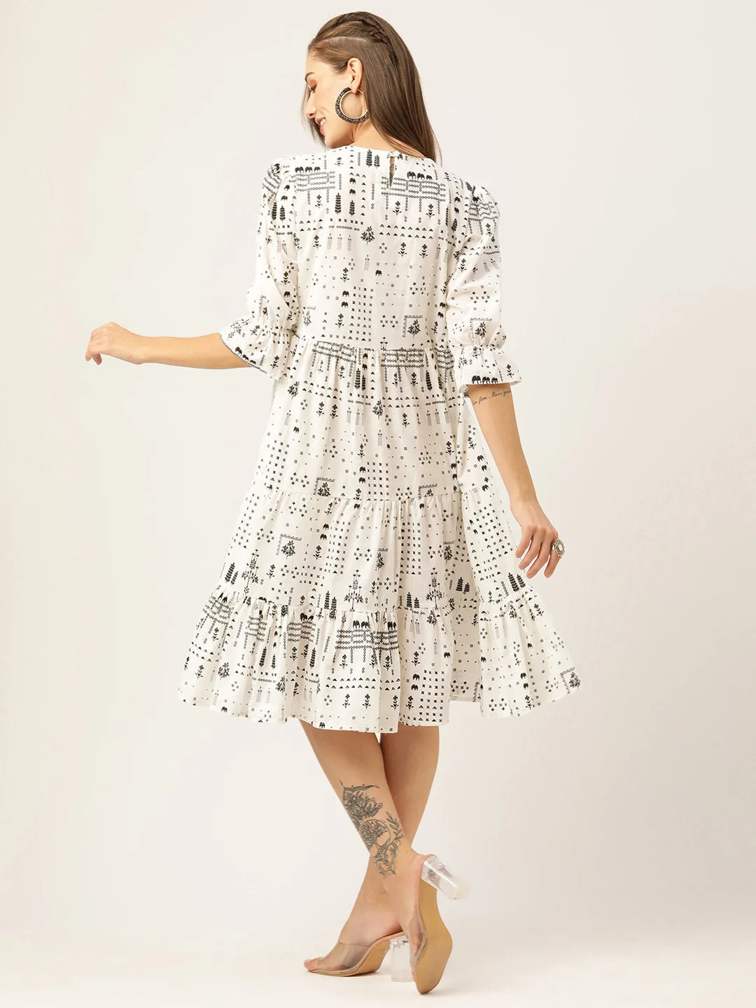 Buy White Comfort Fit Cotton Ethnic Dress for Women Online - Zola