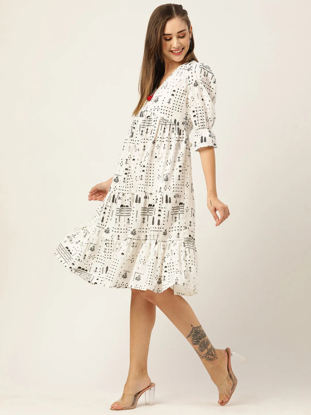 Buy White Comfort Fit Cotton Ethnic Dress for Women Online - Zola
