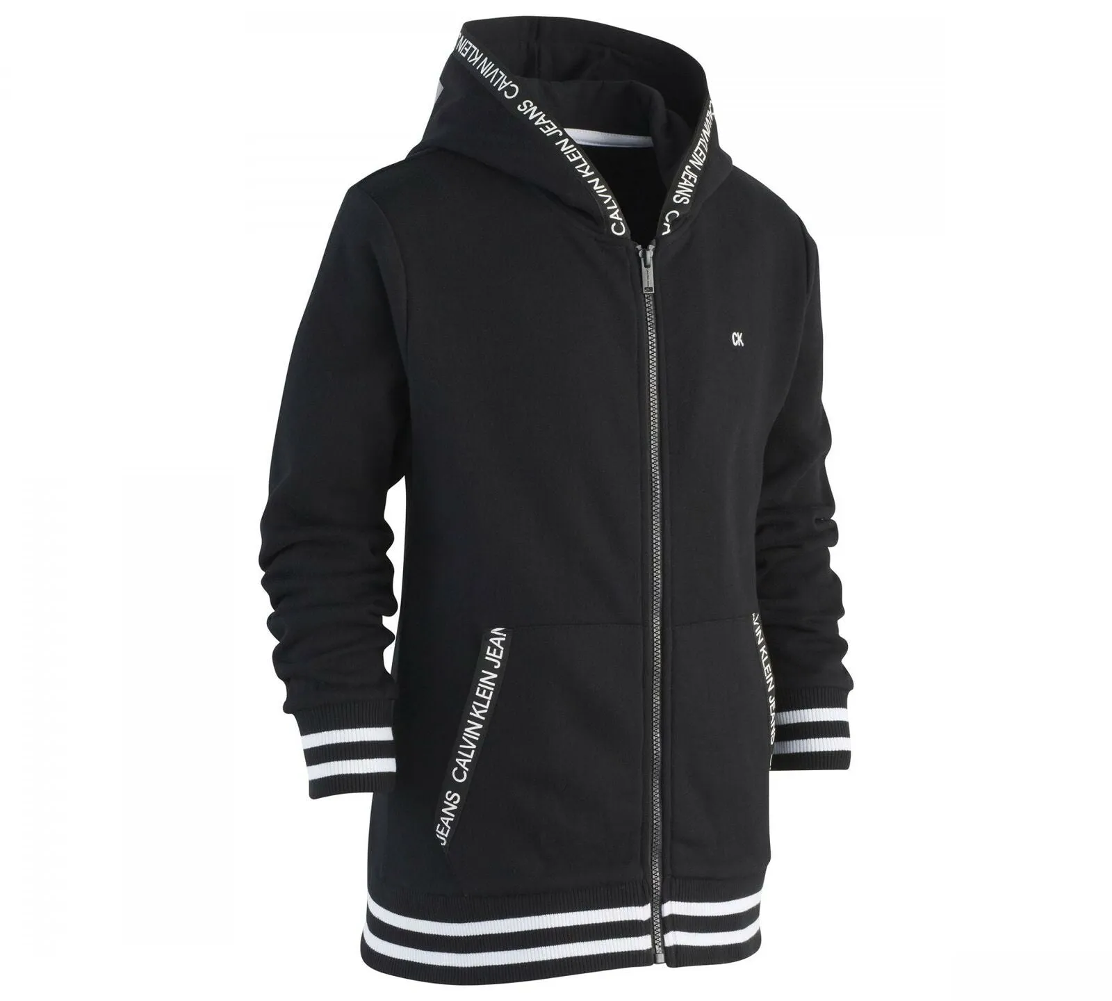 Calvin Klein Big Boys Logo Taping Front Zip Hoodie