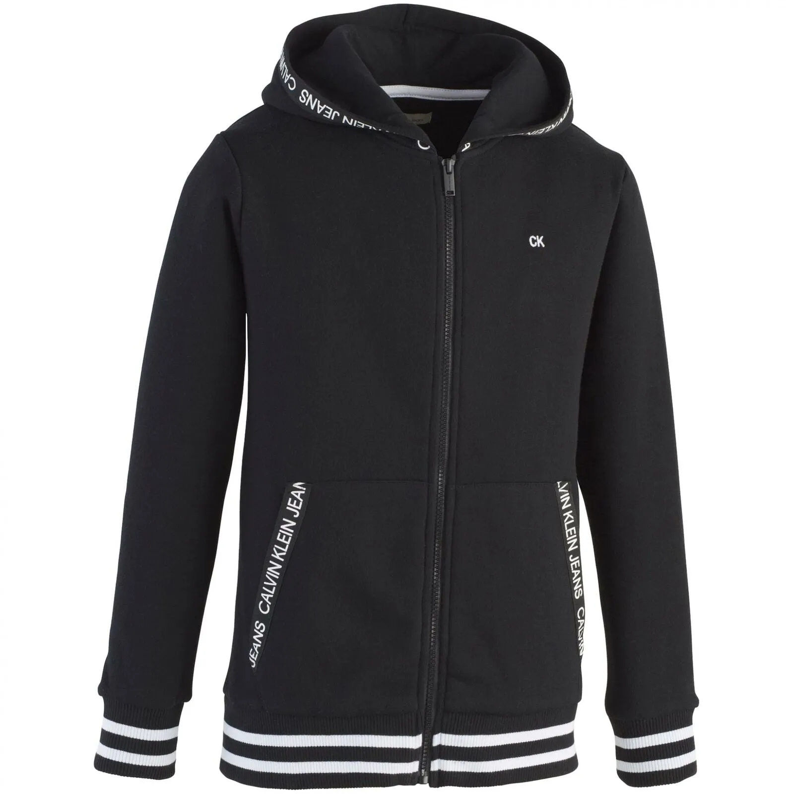 Calvin Klein Big Boys Logo Taping Front Zip Hoodie