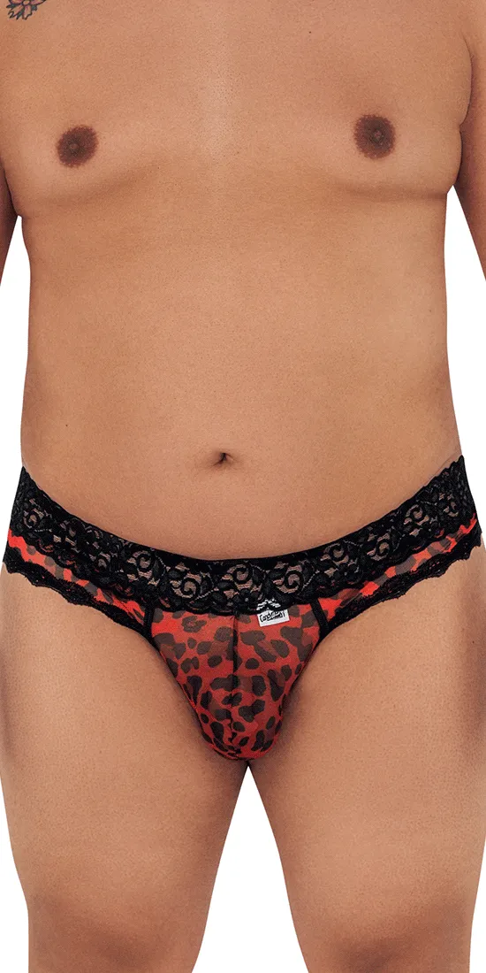 Candyman 99596x Mesh-lace Thongs Leopard Print