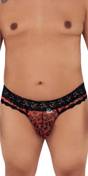 Candyman 99596x Mesh-lace Thongs Leopard Print