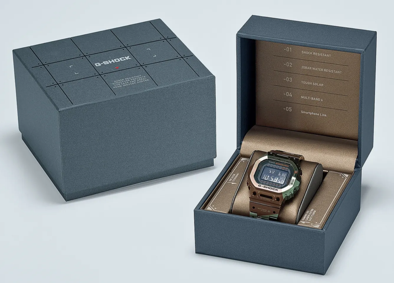 Casio G-Shock GMW-Series Full Metal Titanium Multi-Band 6 Square Face "Geometric Camouflage" GMW-B5000TVB-1