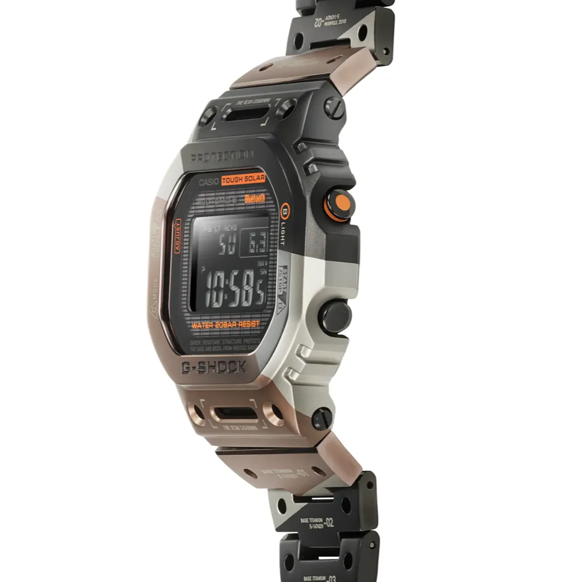 Casio G-Shock GMW-Series Full Metal Titanium Multi-Band 6 Square Face "Geometric Camouflage" GMW-B5000TVB-1