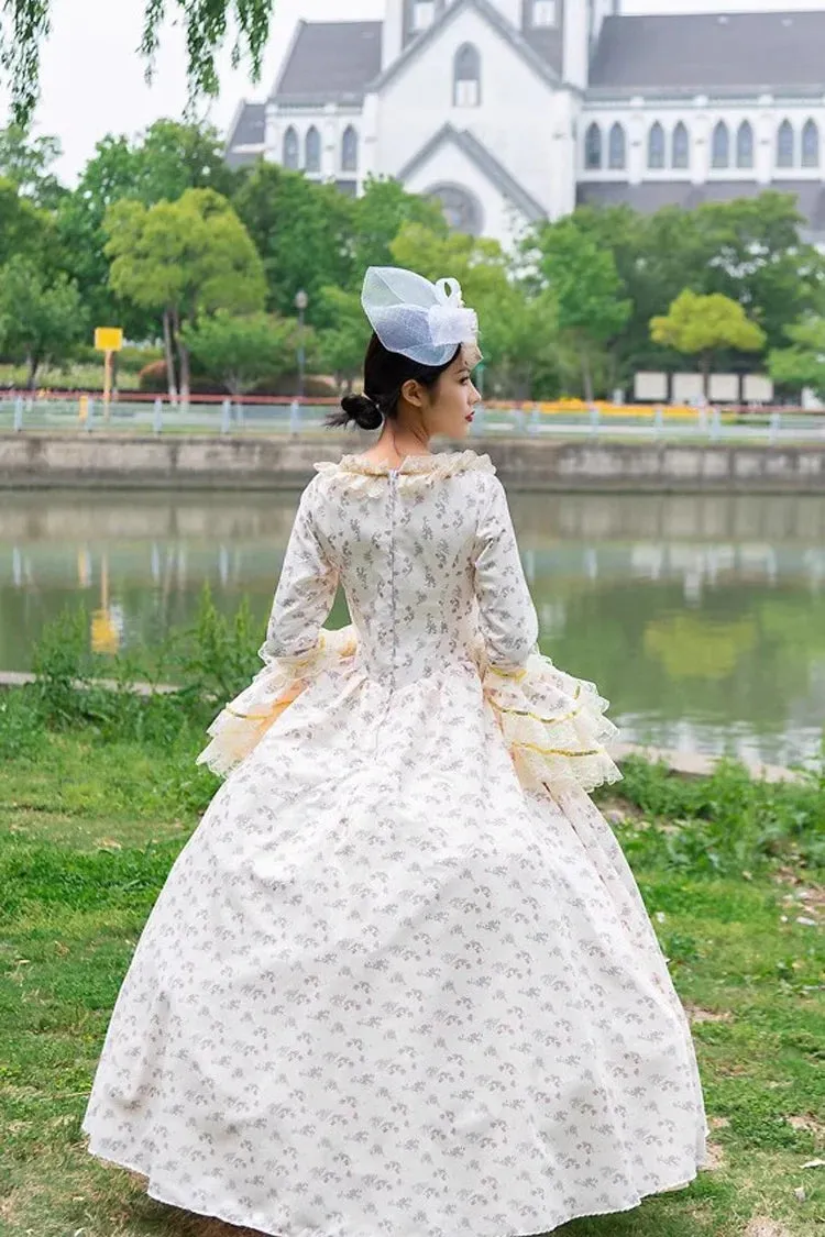Champagne Medieval Court Print Cardigan Vintage Princess Lolita Victorian Dress