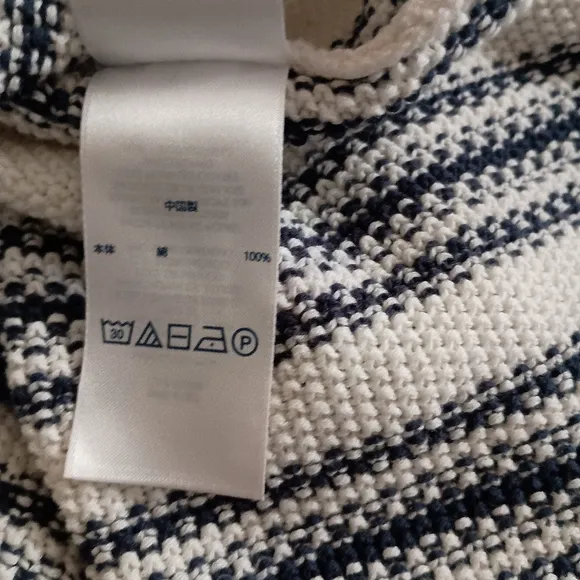 Chaps Nautical Baja Style Blue White Striped Sweater Hoodie Coastal  Fisherman
