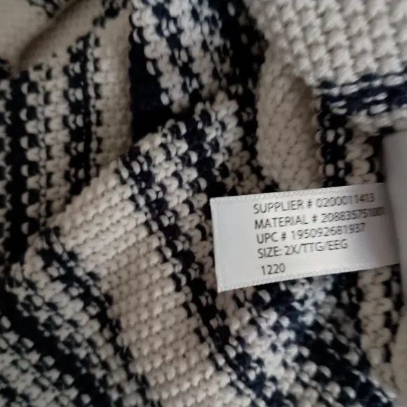 Chaps Nautical Baja Style Blue White Striped Sweater Hoodie Coastal  Fisherman