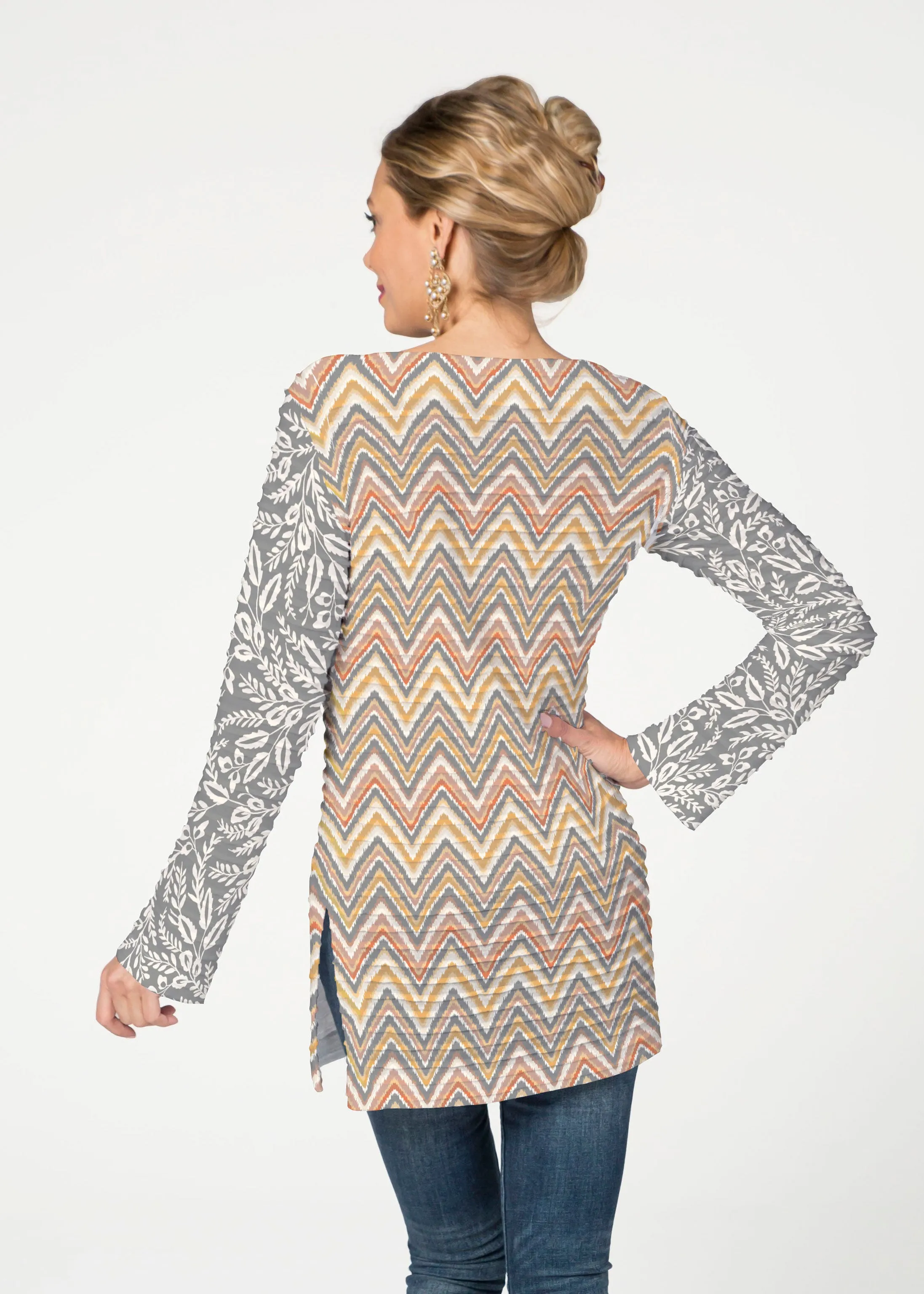 Chevron Vine (8017) ~ Banded Boatneck Tunic