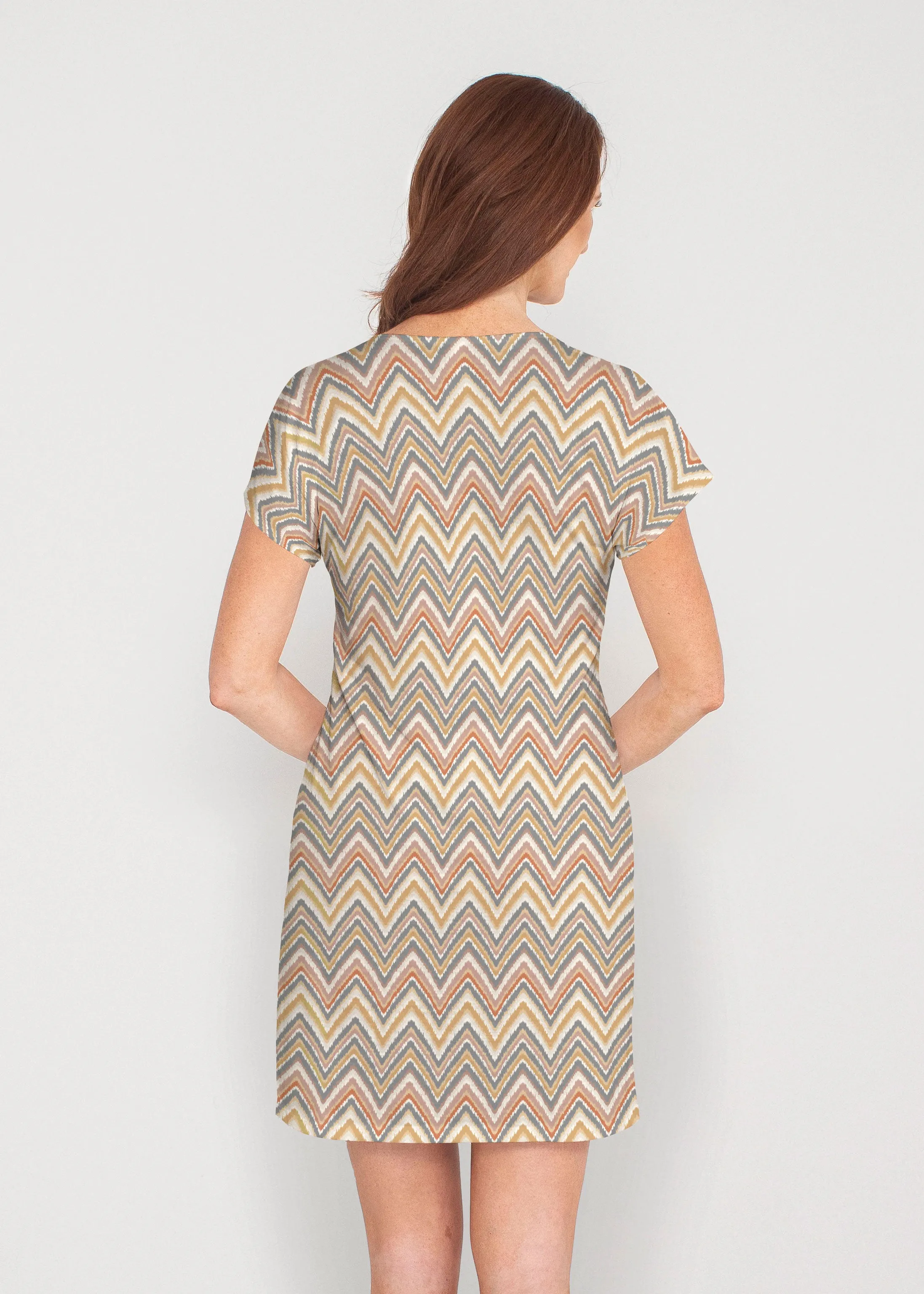 Chevron Vine (8017) ~ French Terry Short Sleeve Crew Dress