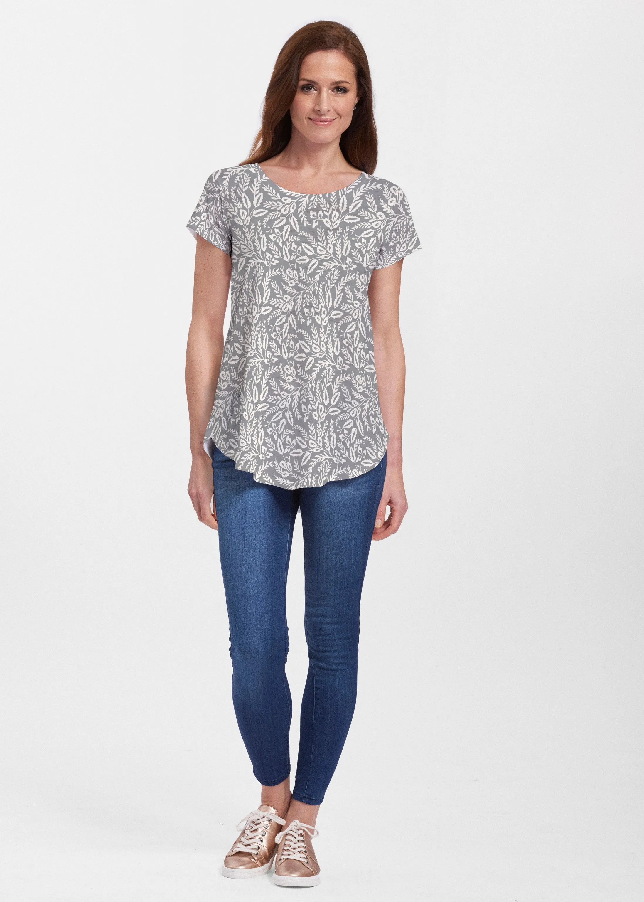 Chevron Vine (8017) ~ Short Sleeve Scoop Neck Flowy Tunic